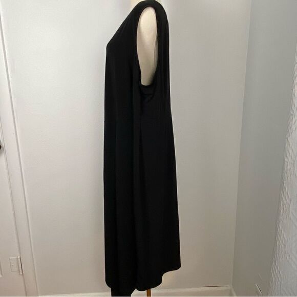 Catherine’s Black Midi Dress Classic Staple Faux Wrap Sleeveless Size 2X‎ - Picture 6 of 11